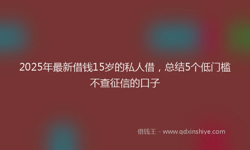 2025年最新借钱15岁的私人借，总结5个低门槛不查征信的口子