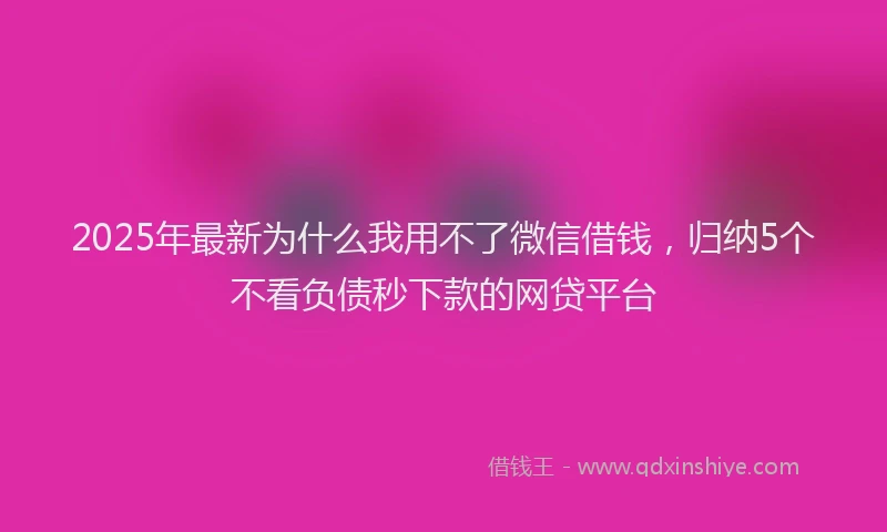 2025年最新为什么我用不了微信借钱，归纳5个不看负债秒下款的网贷平台