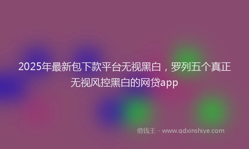 2025年最新包下款平台无视黑白，罗列五个真正无视风控黑白的网贷app