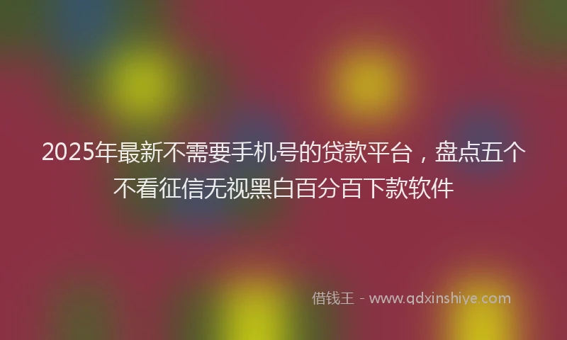 2025年最新不需要手机号的贷款平台，盘点五个不看征信无视黑白百分百下款软件