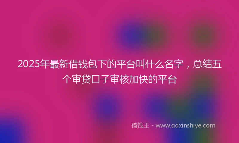 2025年最新借钱包下的平台叫什么名字，总结五个审贷口子审核加快的平台