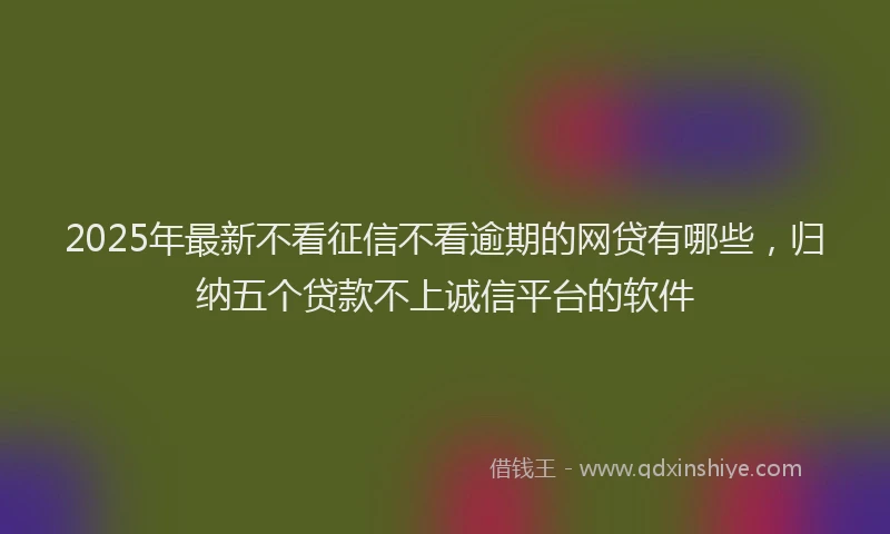 2025年最新不看征信不看逾期的网贷有哪些，归纳五个贷款不上诚信平台的软件