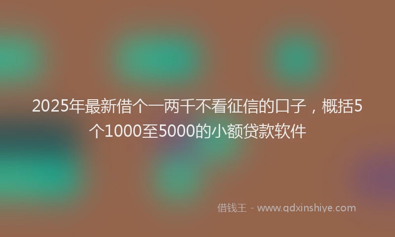 2025年最新借个一两千不看征信的口子，概括5个1000至5000的小额贷款软件