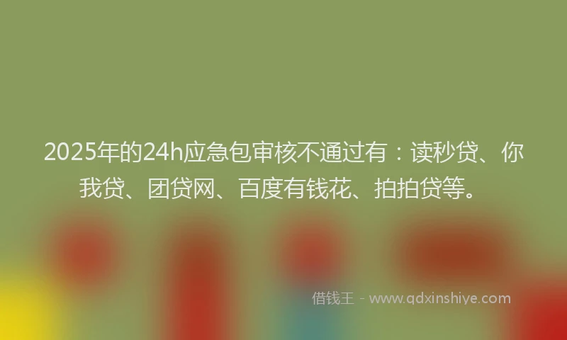 2025年的24h应急包审核不通过有：读秒贷、你我贷、团贷网、百度有钱花、拍拍贷等。