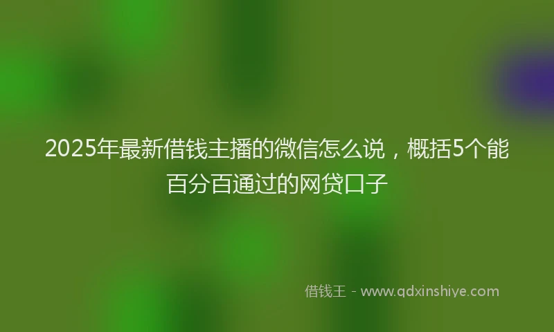 2025年最新借钱主播的微信怎么说，概括5个能百分百通过的网贷口子