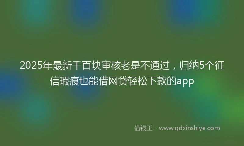 2025年最新千百块审核老是不通过，归纳5个征信瑕疵也能借网贷轻松下款的app