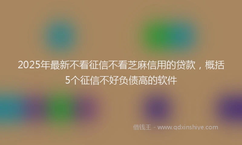 2025年最新不看征信不看芝麻信用的贷款，概括5个征信不好负债高的软件