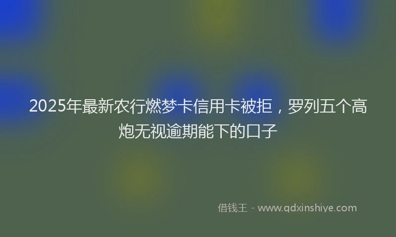 2025年最新农行燃梦卡信用卡被拒，罗列五个高炮无视逾期能下的口子