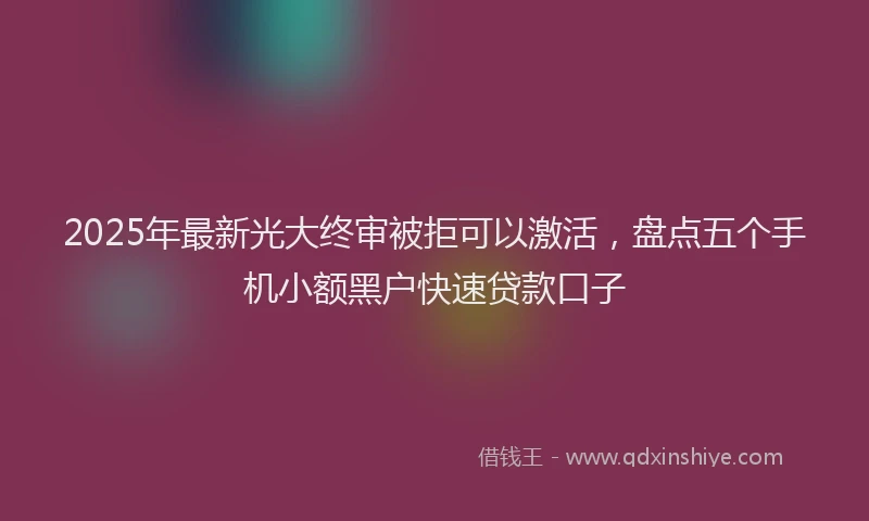 2025年最新光大终审被拒可以激活，盘点五个手机小额黑户快速贷款口子