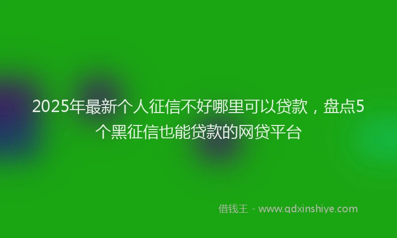 2025年最新个人征信不好哪里可以贷款，盘点5个黑征信也能贷款的网贷平台