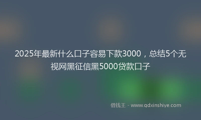 2025年最新什么口子容易下款3000，总结5个无视网黑征信黑5000贷款口子