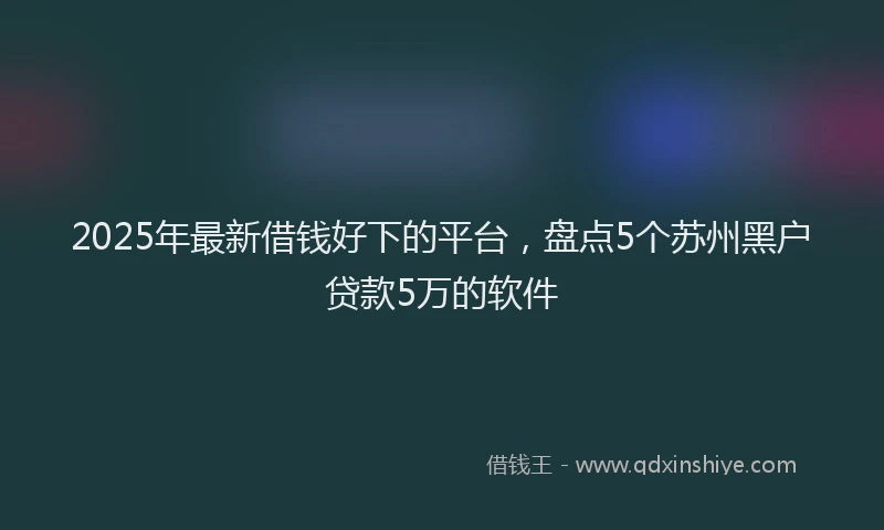 2025年最新借钱好下的平台，盘点5个苏州黑户贷款5万的软件