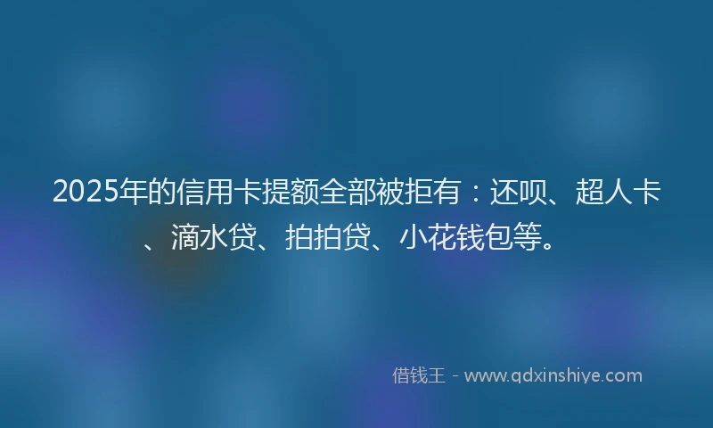 2025年的信用卡提额全部被拒有：还呗、超人卡、滴水贷、拍拍贷、小花钱包等。