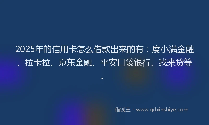 2025年的信用卡怎么借款出来的有：度小满金融、拉卡拉、京东金融、平安口袋银行、我来贷等。