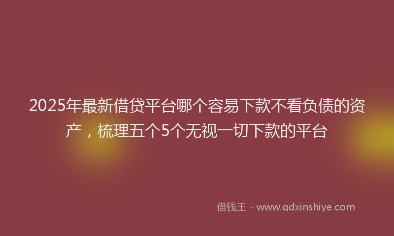 2025年最新借贷平台哪个容易下款不看负债的资产，梳理五个5个无视一切下款的平台