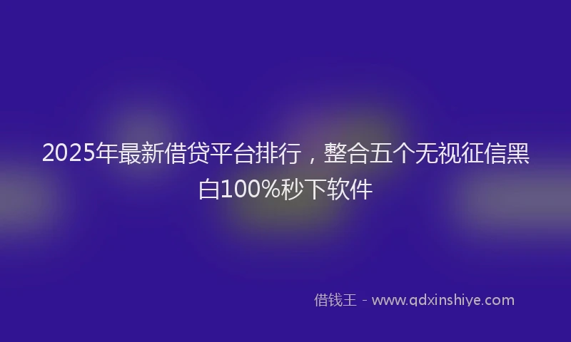 2025年最新借贷平台排行，整合五个无视征信黑白100%秒下软件