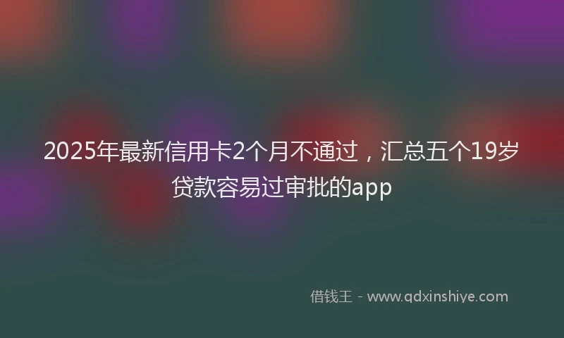 2025年最新信用卡2个月不通过，汇总五个19岁贷款容易过审批的app