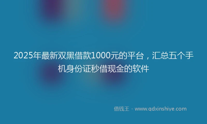 2025年最新双黑借款1000元的平台，汇总五个手机身份证秒借现金的软件