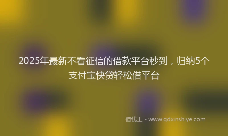 2025年最新不看征信的借款平台秒到，归纳5个支付宝快贷轻松借平台