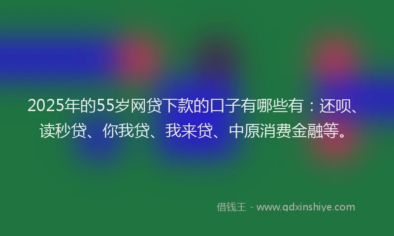 2025年的55岁网贷下款的口子有哪些有：还呗、读秒贷、你我贷、我来贷、中原消费金融等。
