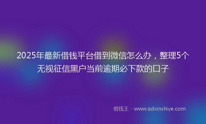 2025年最新借钱平台借到微信怎么办，整理5个无视征信黑户当前逾期必下款的口子