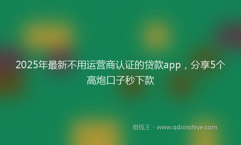 2025年最新不用运营商认证的贷款app，分享5个高炮口子秒下款