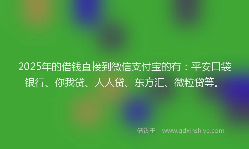 2025年的借钱直接到微信支付宝的有：平安口袋银行、你我贷、人人贷、东方汇、微粒贷等。
