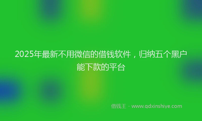 2025年最新不用微信的借钱软件，归纳五个黑户能下款的平台