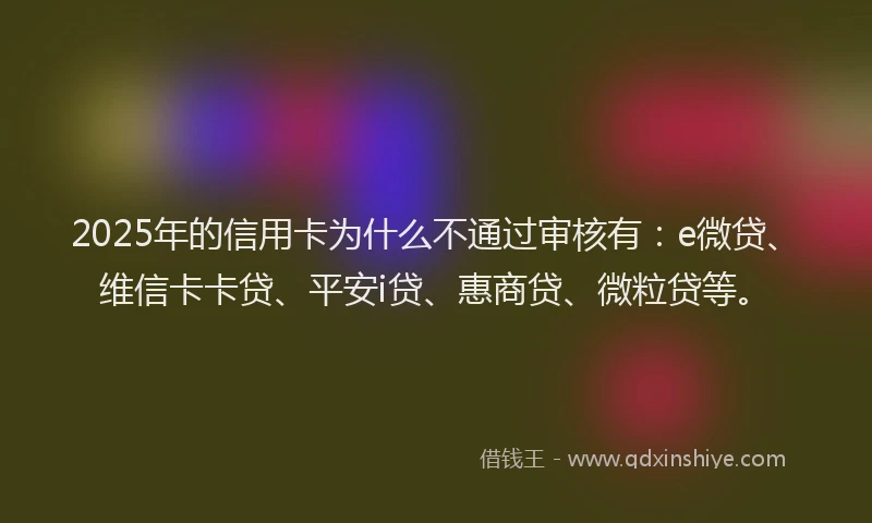 2025年的信用卡为什么不通过审核有：e微贷、维信卡卡贷、平安i贷、惠商贷、微粒贷等。