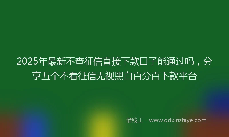 2025年最新不查征信直接下款口子能通过吗，分享五个不看征信无视黑白百分百下款平台