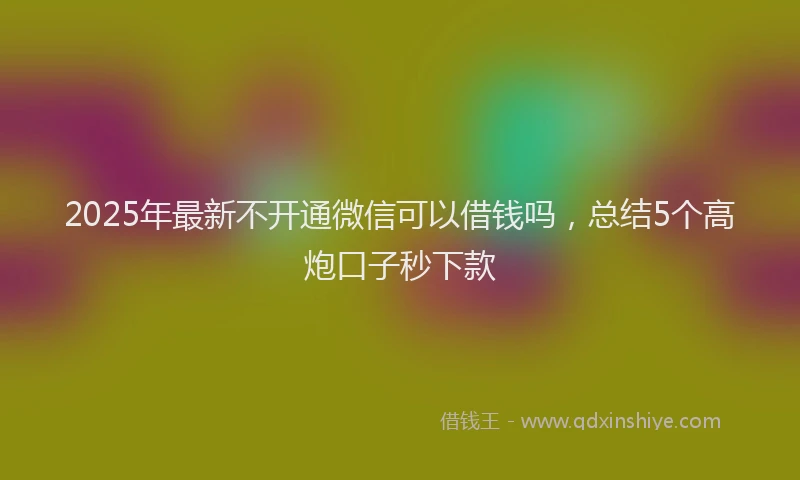 2025年最新不开通微信可以借钱吗，总结5个高炮口子秒下款