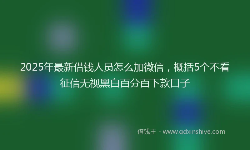 2025年最新借钱人员怎么加微信，概括5个不看征信无视黑白百分百下款口子