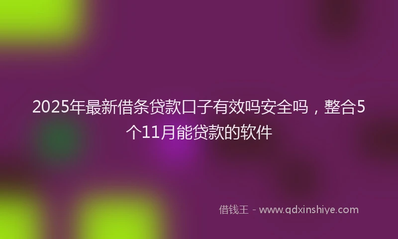 2025年最新借条贷款口子有效吗安全吗，整合5个11月能贷款的软件