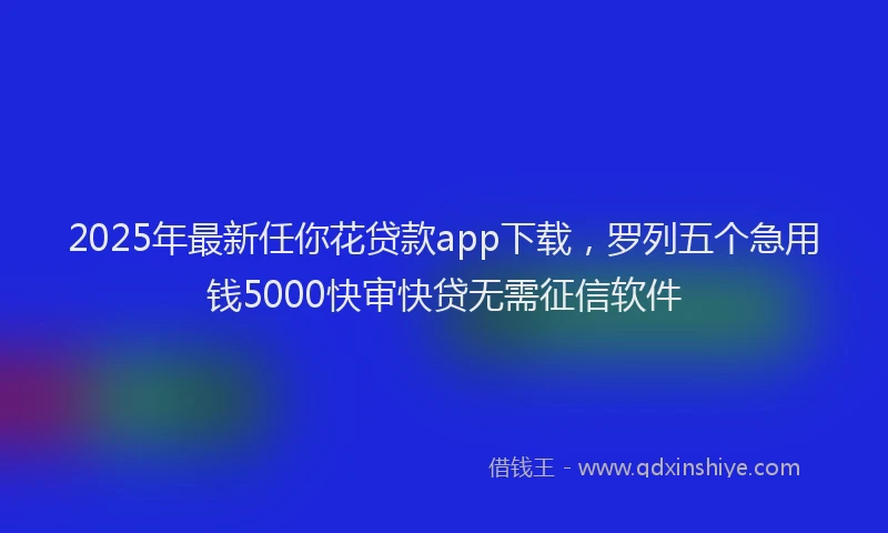 2025年最新任你花贷款app下载，罗列五个急用钱5000快审快贷无需征信软件