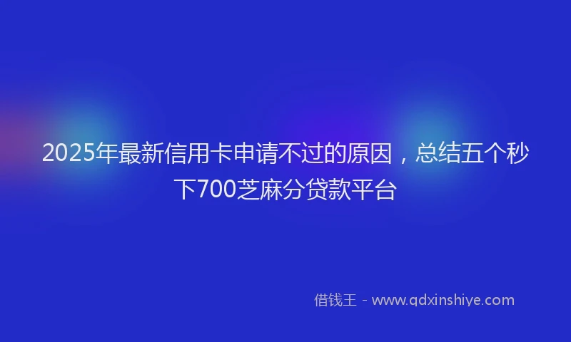 2025年最新信用卡申请不过的原因，总结五个秒下700芝麻分贷款平台