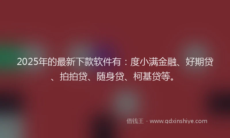 2025年的最新下款软件有：度小满金融、好期贷、拍拍贷、随身贷、柯基贷等。