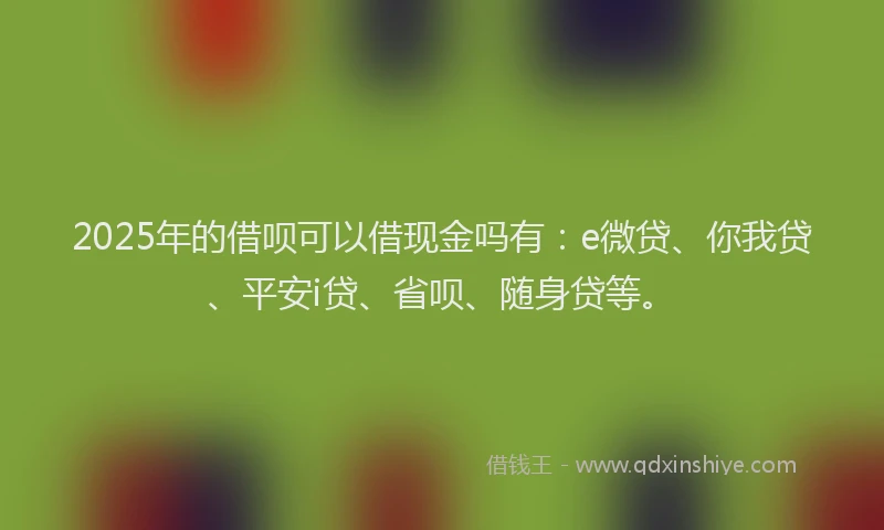 2025年的借呗可以借现金吗有：e微贷、你我贷、平安i贷、省呗、随身贷等。
