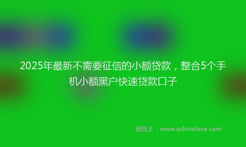 2025年最新不需要征信的小额贷款，整合5个手机小额黑户快速贷款口子