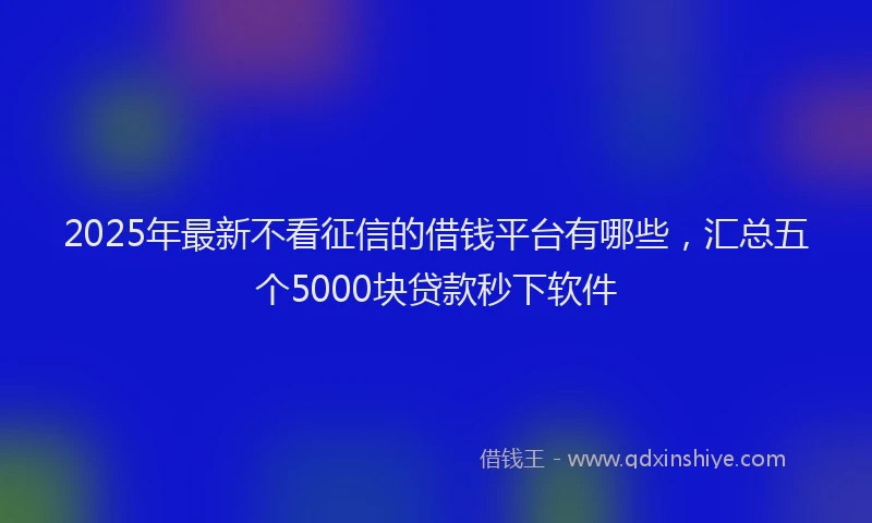 2025年最新不看征信的借钱平台有哪些，汇总五个5000块贷款秒下软件