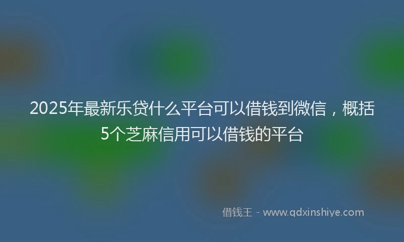2025年最新乐贷什么平台可以借钱到微信，概括5个芝麻信用可以借钱的平台