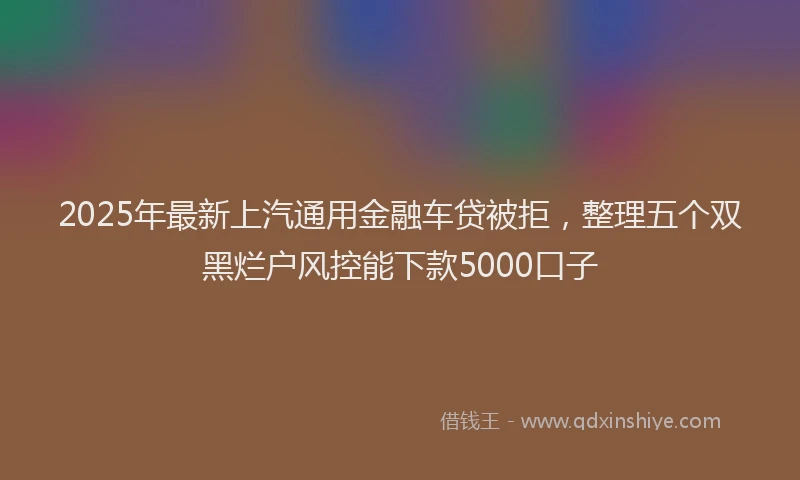 2025年最新上汽通用金融车贷被拒，整理五个双黑烂户风控能下款5000口子