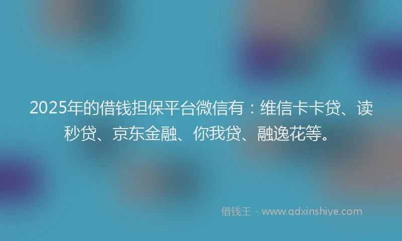 2025年的借钱担保平台微信有：维信卡卡贷、读秒贷、京东金融、你我贷、融逸花等。