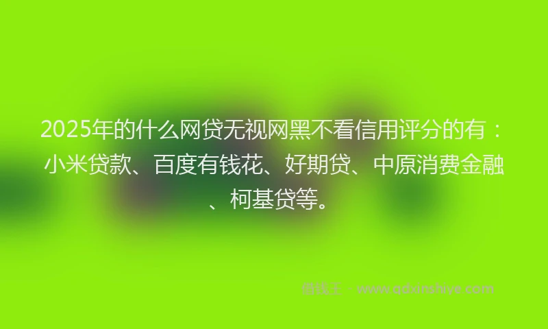 2025年的什么网贷无视网黑不看信用评分的有：小米贷款、百度有钱花、好期贷、中原消费金融、柯基贷等。