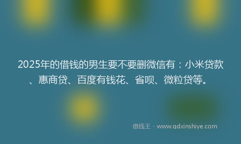 2025年的借钱的男生要不要删微信有：小米贷款、惠商贷、百度有钱花、省呗、微粒贷等。