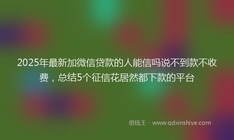 2025年最新加微信贷款的人能信吗说不到款不收费，总结5个征信花居然都下款的平台