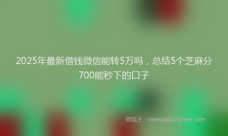 2025年最新借钱微信能转5万吗，总结5个芝麻分700能秒下的口子
