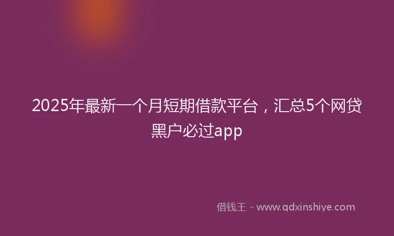 2025年最新一个月短期借款平台，汇总5个网贷黑户必过app
