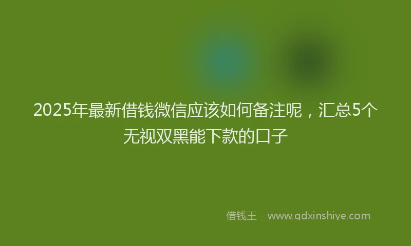 2025年最新借钱微信应该如何备注呢，汇总5个无视双黑能下款的口子