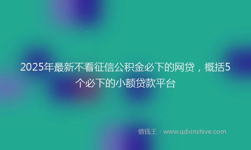 2025年最新不看征信公积金必下的网贷，概括5个必下的小额贷款平台