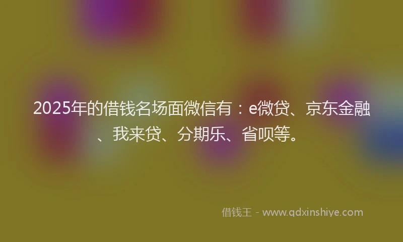 2025年的借钱名场面微信有：e微贷、京东金融、我来贷、分期乐、省呗等。